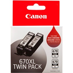 CANON PIXMA PGI670XLBK INK CARTRIDGE HIGH YIELD TWIN PACK BLACK