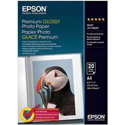 EPSON PREMIUM GLOSSY PHOTO PAPER A4 255GSM PACK OF 20