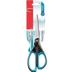MAPED ESSENTIALS SCISSORS SOFT HANDLE 210MM BLACK & BLUE HANDLE