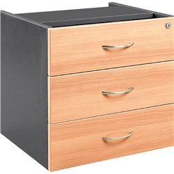 OM FIXED PEDESTAL 3 DRAWER 464W X 400D X 450MMH BEECH AND CHARCOAL