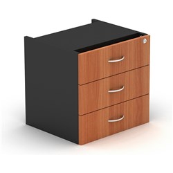 OM FIXED PEDESTAL 3 DRAWER 464W X 400D X 450MMH CHERRY AND CHARCOAL