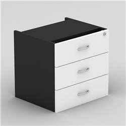 OM FIXED PEDESTAL 3 DRAWER 464W X 400D X 450MMH WHITE AND CHARCOAL