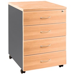 OM MOBILE PEDESTAL 4 DRAWER 468W X 510D X 685MMH BEECH AND CHARCOAL