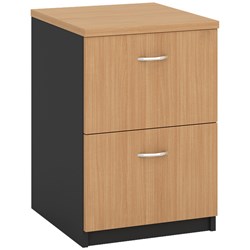 OM FILING CABINET 2 DRAWER 468W X 510D X 720MMH BEECH AND CHARCOAL