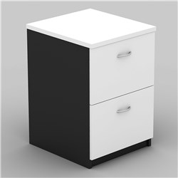 OM FILING CABINET 2 DRAWER 468W X 510D X 720MMH WHITE AND CHARCOAL