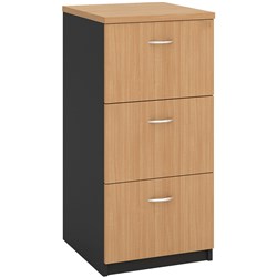 OM FILING CABINET 3 DRAWER 468W X 510D X 990MMH BEECH AND CHARCOAL
