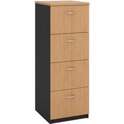 OM FILING CABINET 4 DRAWER 468W X 510D X 1320MMH BEECH AND CHARCOAL