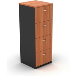OM FILING CABINET 4 DRAWER 468W X 510D X 1320MMH CHERRY AND CHARCOAL