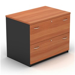 OM LATERAL FILING CABINET 2 DRAWER 900W X 600D X 720MMH CHERRY AND CHARCOAL