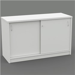 OM CREDENZA 1200W X 450D X 720MMH LOCKABLE SLIDING DOORS ALL WHITE
