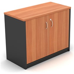 OM STATIONERY CUPBOARD 900W X 450D X 720MMH 1 SHELF CHERRY AND CHARCOAL