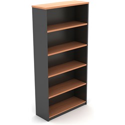 OM BOOKCASE 900W X 320D X 1800MMH 4 SHELF CHERRY AND CHARCOAL