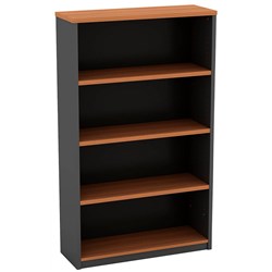 OM BOOKCASE 900W X 320D X 1500MMH 3 SHELF CHERRY AND CHARCOAL