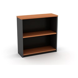 OM BOOKCASE 900W X 320D X 900MMH 1 SHELF CHERRY AND CHARCOAL