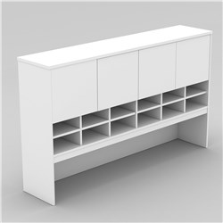 OM PIGEON HOLE HUTCH + STORAGE 1800W X X325D X 1080MMH ALL WHITE