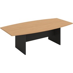 OM BOAT SHAPE BOARDROOM TABLE 2400W X 1200D X 720MMH BEECH AND CHARCOAL