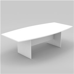 OM BOAT SHAPE BOARDROOM TABLE 2400W X 1200D X 720MMH ALL WHITE
