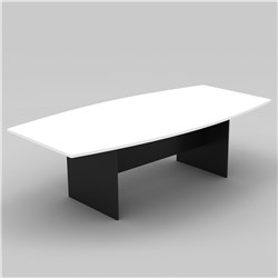 OM BOAT SHAPE BOARDROOM TABLE 2400W X 1200D X 720MMH WHITE AND CHARCOAL