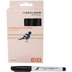 BIBBULMUN 100 PERMANENT MARKER BULLET 1-2MM BLACK