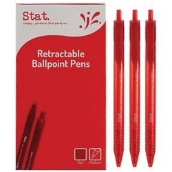 Stat Retractable Ballpoint Pen Medium 1mm Red