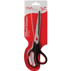 STAT SCISSORS SOFT GRIP 230MM BLACK & RED
