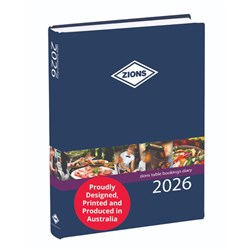 ZIONS TABLE BOOKINGS DIARY A4 2 PAGES TO A DAY BLUE