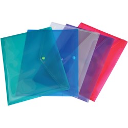 STAT DOCUMENT WALLET A4 POLYPROPYLENE WITH BUTTON CLOSURE ASSORTED PACK OF 10