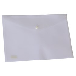 STAT DOCUMENT WALLET A4 POLYPROPYLENE WITH BUTTON CLOSURE CLEAR PACK OF 10