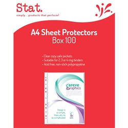 STAT SHEET PROTECTORS A4 LIGHT WEIGHT 35 MICRON CLEAR BOX OF 100