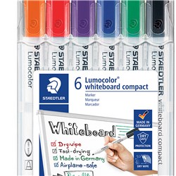 STAEDTLER 341 LUMOCOLOR WHITEBOARD MARKER BULLET 1-2MM ASSORTED WALLET OF 6