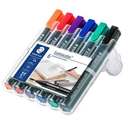 STAEDTLER 352 LUMOCOLOR PERMANENT MARKER BULLET 2MM ASSORTED WALLET OF 6