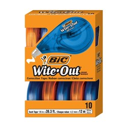 BIC EZ WITE-OUT CORRECTION TAPE 4.2MMX12M PACK OF 10