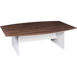 OM BOAT SHAPE BOARDROOM TABLE 2400W X 1200D X 720MMH CASNAN AND WHITE