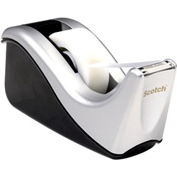 SCOTCH C60-ST TAPE DISPENSER DESKTOP SMALL 30MM CORE NO TAPE BLACK & SILVER