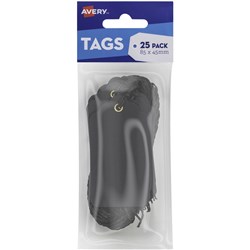 AVERY SCALLOP TAGS 85 X 45MM BLACK PACK OF 25