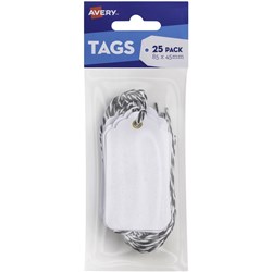 AVERY SCALLOP TAGS 85 X 45MM WHITE PACK OF 25