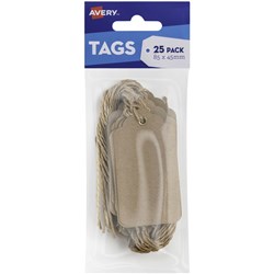 AVERY SCALLOP TAGS 85 X 45MM KRAFT BROWN PACK OF 25