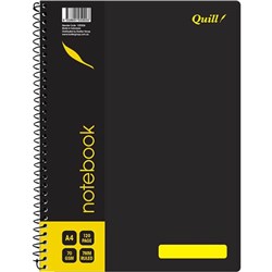 QUILL NOTEBOOK A4 7MM RULED 70GSM 120 PAGES BLACK