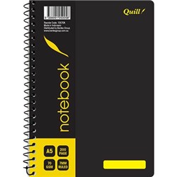 QUILL NOTEBOOK A5 7MM RULED 70GSM 200 PAGES BLACK