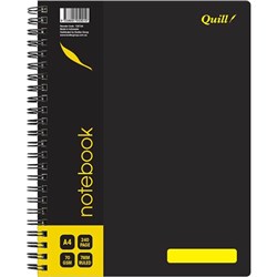 QUILL NOTEBOOK A4 8MM RULED 70GSM 240 PAGES BLACK