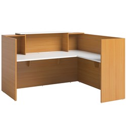 SORRENTO RECEPTION COUNTER RETURN ONLY 900W X 600D X 1150MMH WHITE AND BEECH