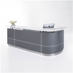 EXECUTIVE J-SHAPE RECEPTION COUNTER LEFT CURVE 2750W X 950D X 1150MMH METALLIC GREY