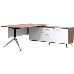 POTENZA DESK RIGHT HAND RETURN 2150W X 1850D X 750MMH CASNAN AND WHITE