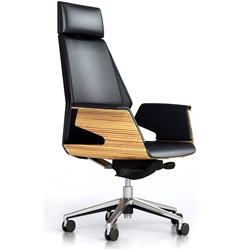 NOVARA EXECUTOR V CHAIR ZEBRANO SIDES AND BLACK LEATHER