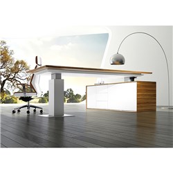 EVOLUTION ADJUSTABLE EXECUTIVE DESK LEFT RETURN 2280W X 2100D X 740-1200MMH ZEBRANO/WHITE