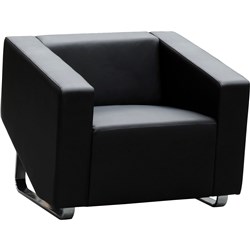 CUBE LOUNGE SINGLE SEATER 860W X 720D X 880MMH BLACK LEATHER