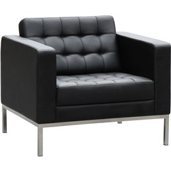 COMO LOUNGE SINGLE SEATER 870W X 770D X 750MMH BLACK LEATHER
