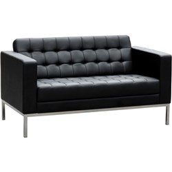 COMO LOUNGE 2 SEATER 1380W X 770D X 750MMH BLACK LEATHER