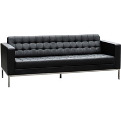 COMO LOUNGE 3 SEATER 2000W X 770D X 750MMH BLACK LEATHER