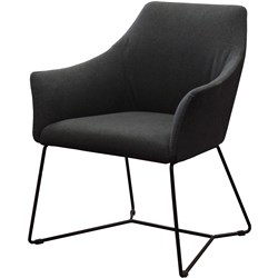 TULIP TUB CHAIR METAL SLED BASE CHARCOAL FABRIC SEAT CHARCOAL